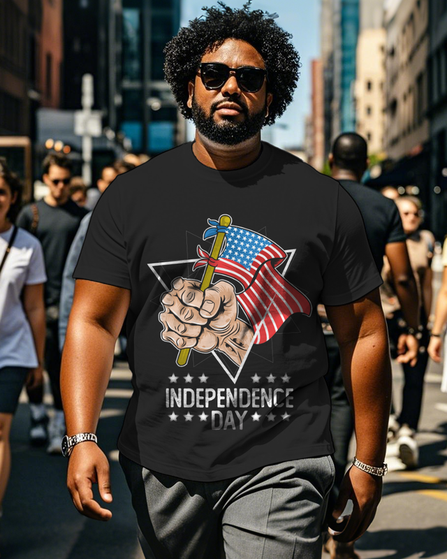 War - themed Silhouettes  Men's Plus Size Short Sleeve T-Shirt