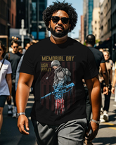 War - themed Silhouettes  Men's Plus Size Short Sleeve T-Shirt