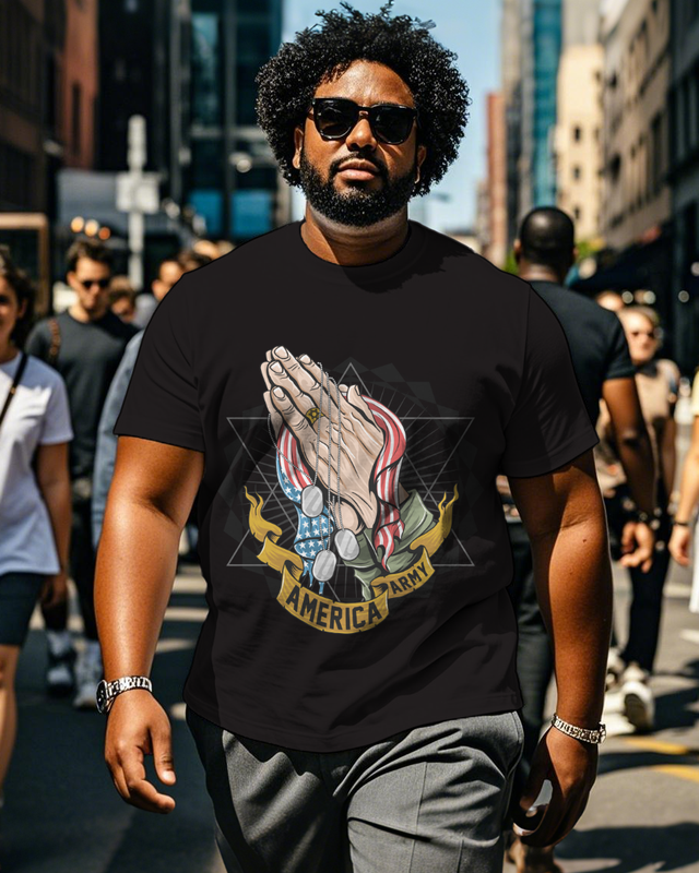 War - themed Silhouettes  Men's Plus Size Short Sleeve T-Shirt