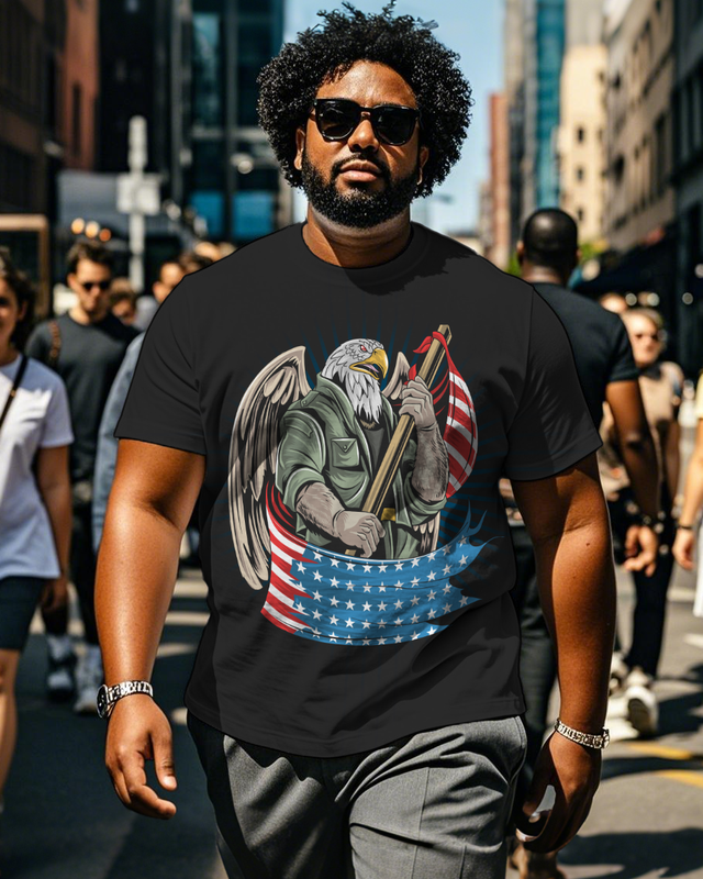 War - themed Silhouettes  Men's Plus Size Short Sleeve T-Shirt