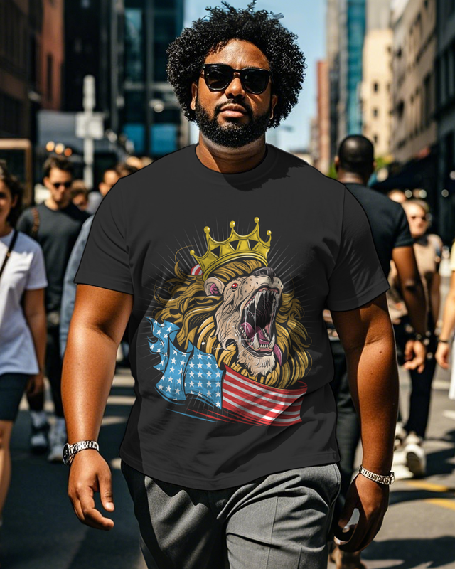 War - themed Silhouettes  Men's Plus Size Short Sleeve T-Shirt