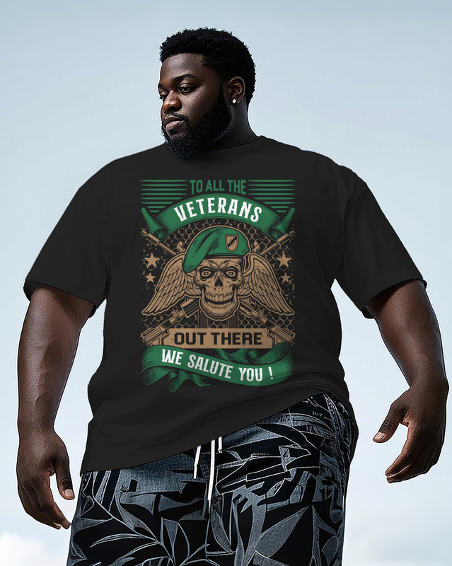 War - themed Silhouettes  Men's Plus Size Short Sleeve T-Shirt
