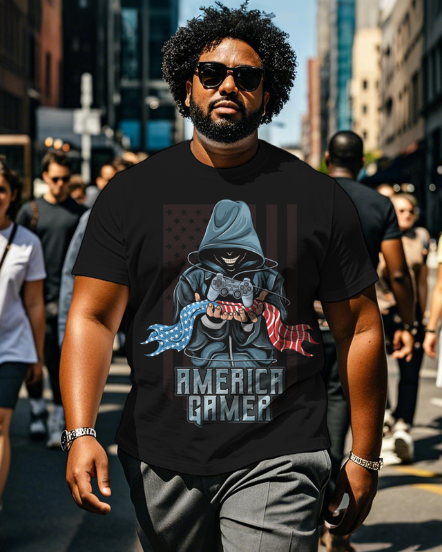 War - themed Silhouettes  Men's Plus Size Short Sleeve T-Shirt