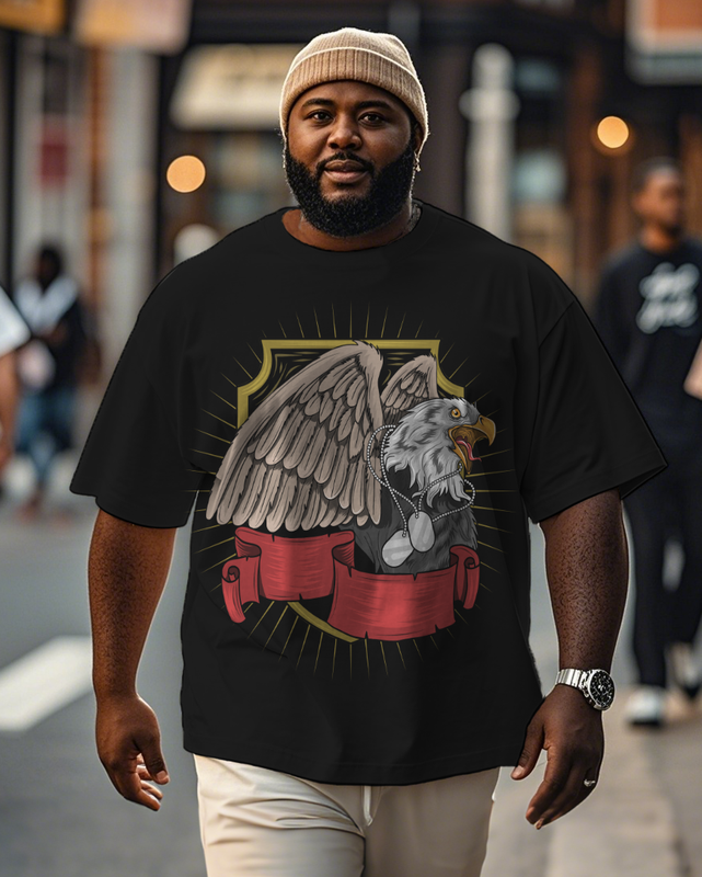 War - themed Silhouettes  Men's Plus Size Short Sleeve T-Shirt