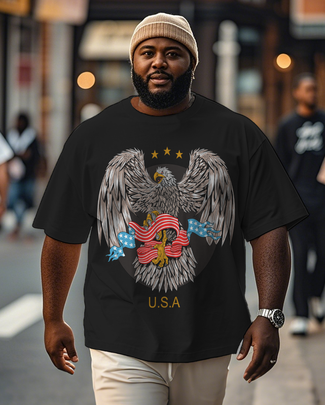 War - themed Silhouettes  Men's Plus Size Short Sleeve T-Shirt