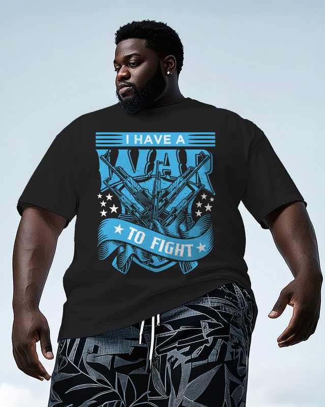 War - themed Silhouettes  Men's Plus Size Short Sleeve T-Shirt