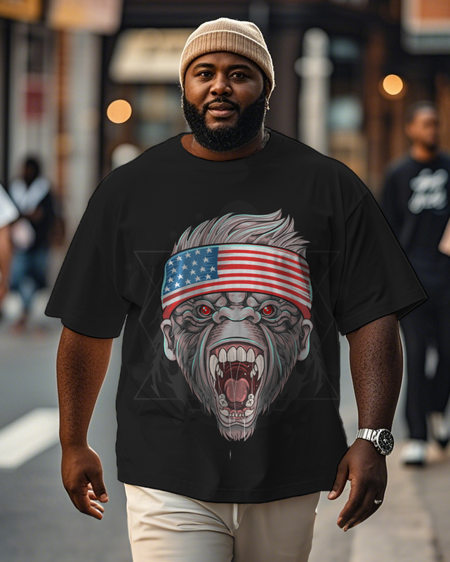 War - themed Silhouettes  Men's Plus Size Short Sleeve T-Shirt