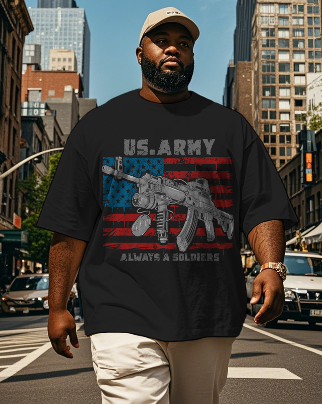 War - themed Silhouettes  Men's Plus Size Short Sleeve T-Shirt