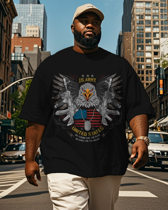 War - themed Silhouettes  Men's Plus Size Short Sleeve T-Shirt