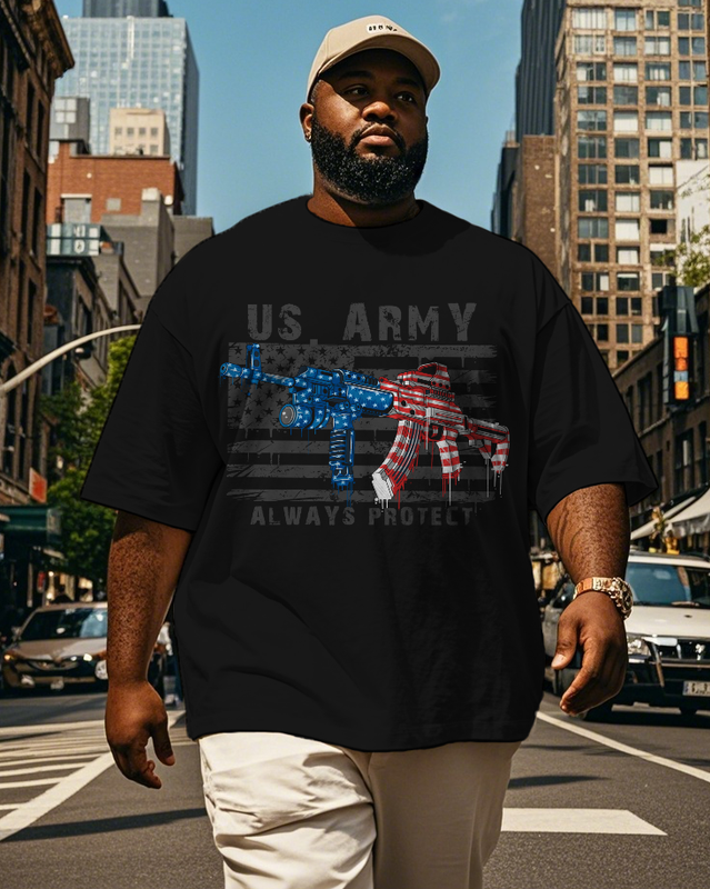 War - themed Silhouettes  Men's Plus Size Short Sleeve T-Shirt