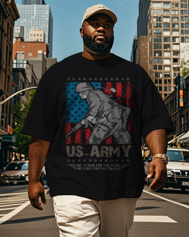 War - themed Silhouettes  Men's Plus Size Short Sleeve T-Shirt