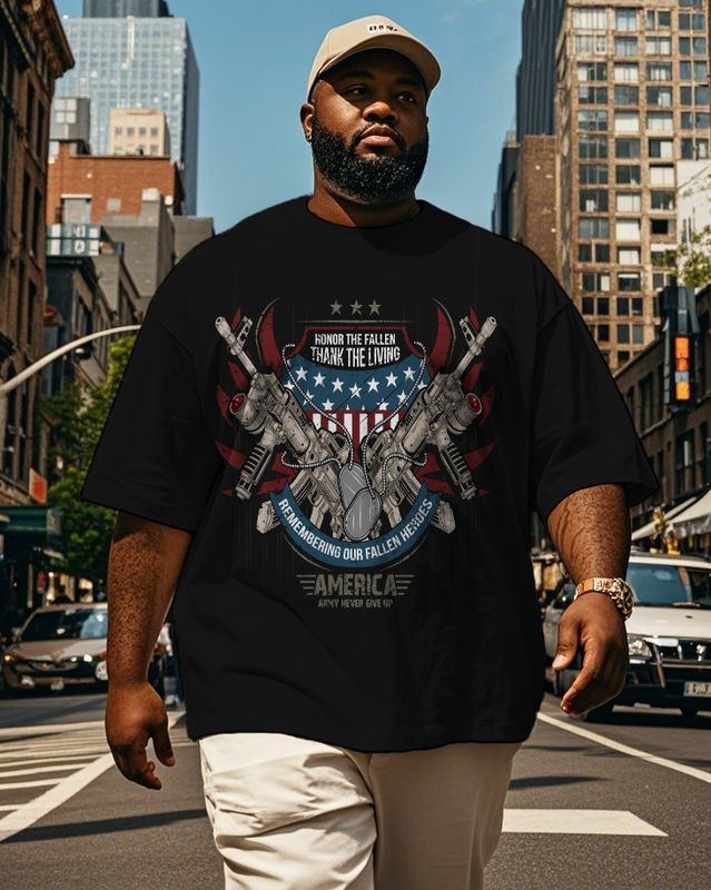 War - themed Silhouettes  Men's Plus Size Short Sleeve T-Shirt