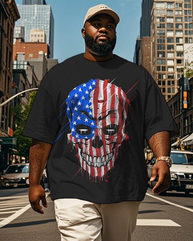 War - themed Silhouettes  Men's Plus Size Short Sleeve T-Shirt