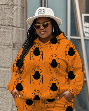 Women's Plus Size Halloween Graffiti Hoodie Set