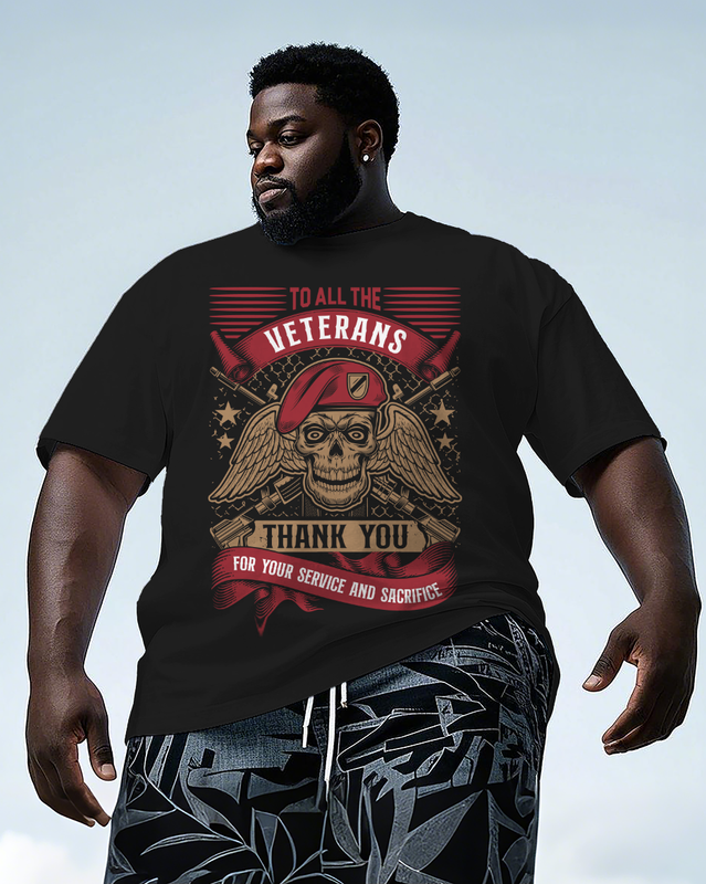 War - themed Silhouettes  Men's Plus Size Short Sleeve T-Shirt