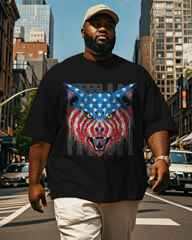 War - themed Silhouettes  Men's Plus Size Short Sleeve T-Shirt