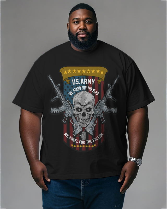War - themed Silhouettes  Men's Plus Size Short Sleeve T-Shirt