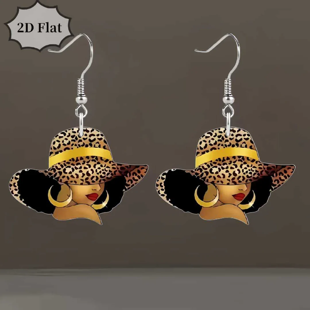 Wooden Afrocentric Women's Art Earrings