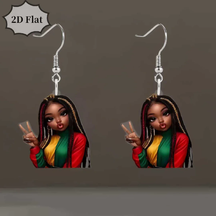 Wooden Afrocentric Women's Art Earrings