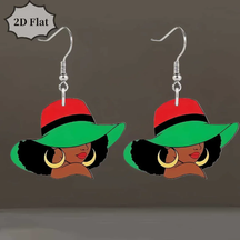 Wooden Afrocentric Women's Art Earrings