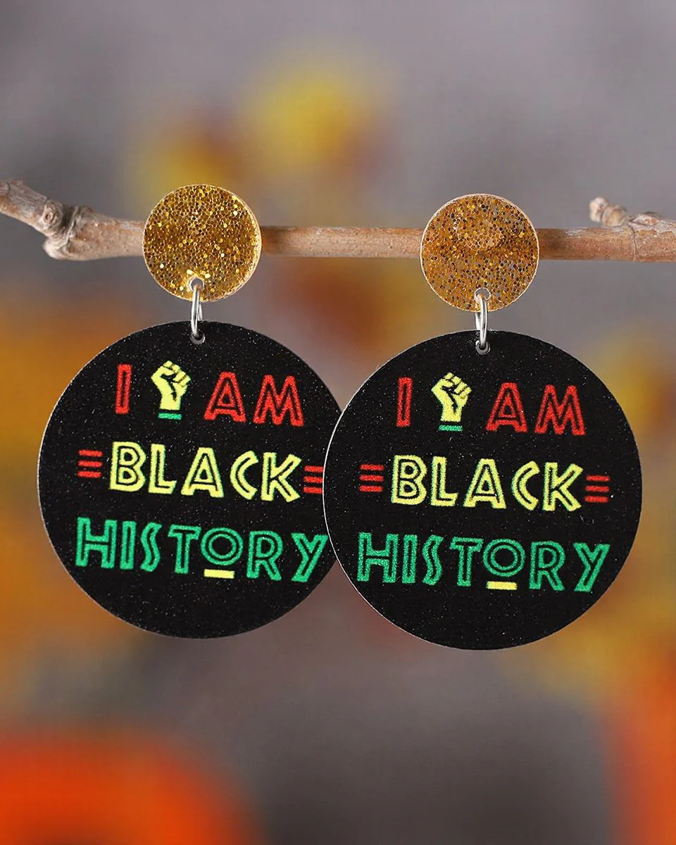 I AM BLACK HISTORY Month Wooden Round Earrings