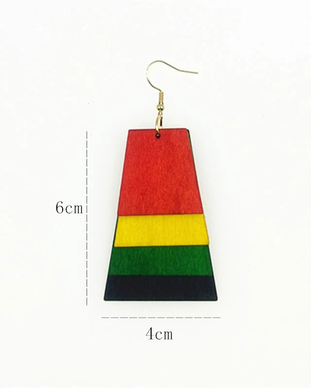 Reggae Multicolor Wood Slice Cut Earrings