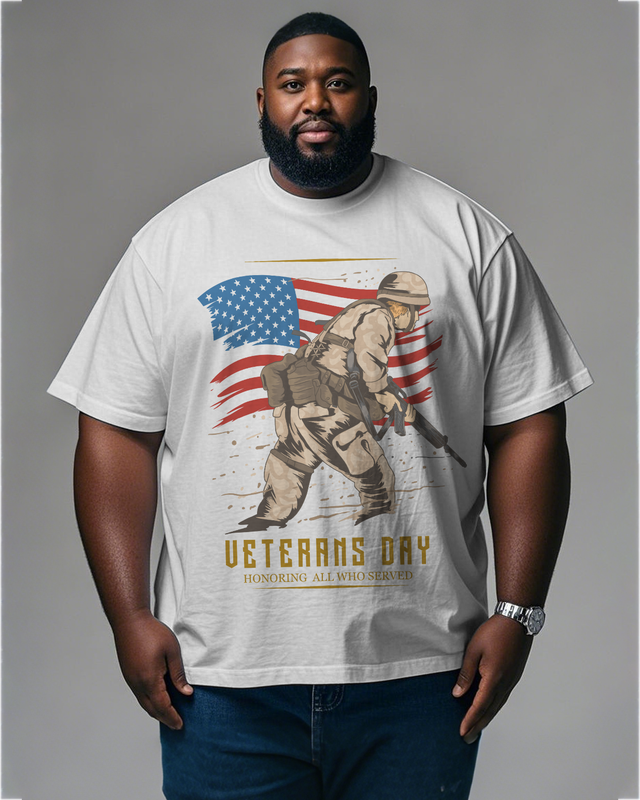 War - themed Silhouettes  Men's Plus Size Short Sleeve T-Shirt