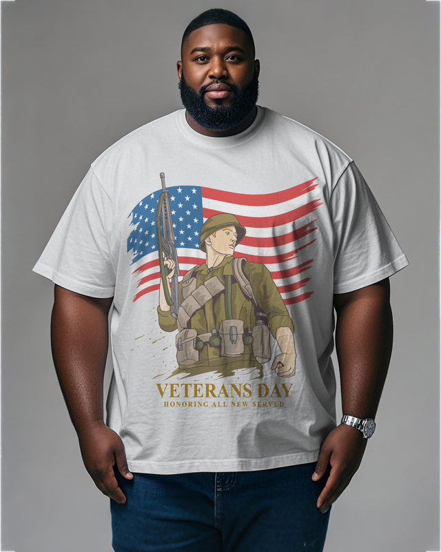 War - themed Silhouettes  Men's Plus Size Short Sleeve T-Shirt