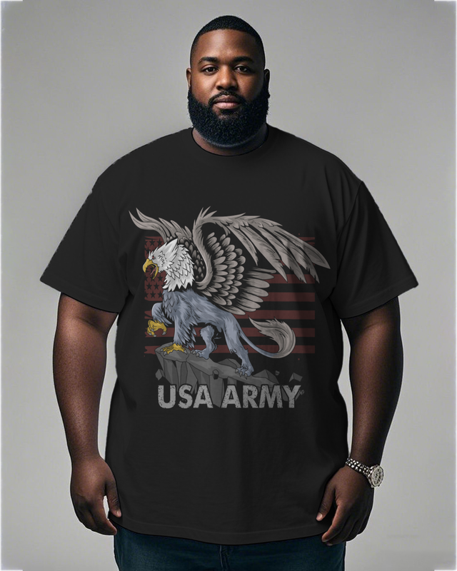 War - themed Silhouettes  Men's Plus Size Short Sleeve T-Shirt