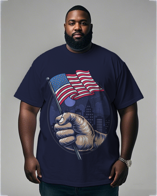 War - themed Silhouettes  Men's Plus Size Short Sleeve T-Shirt