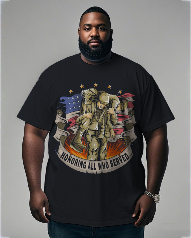 War - themed Silhouettes  Men's Plus Size Short Sleeve T-Shirt