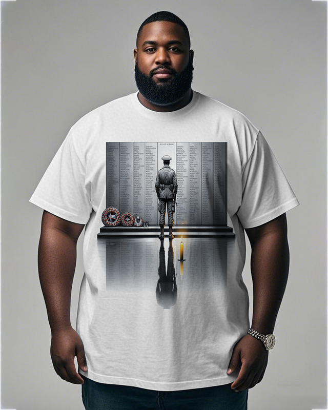 War - themed Silhouettes  Men's Plus Size Short Sleeve T-Shirt