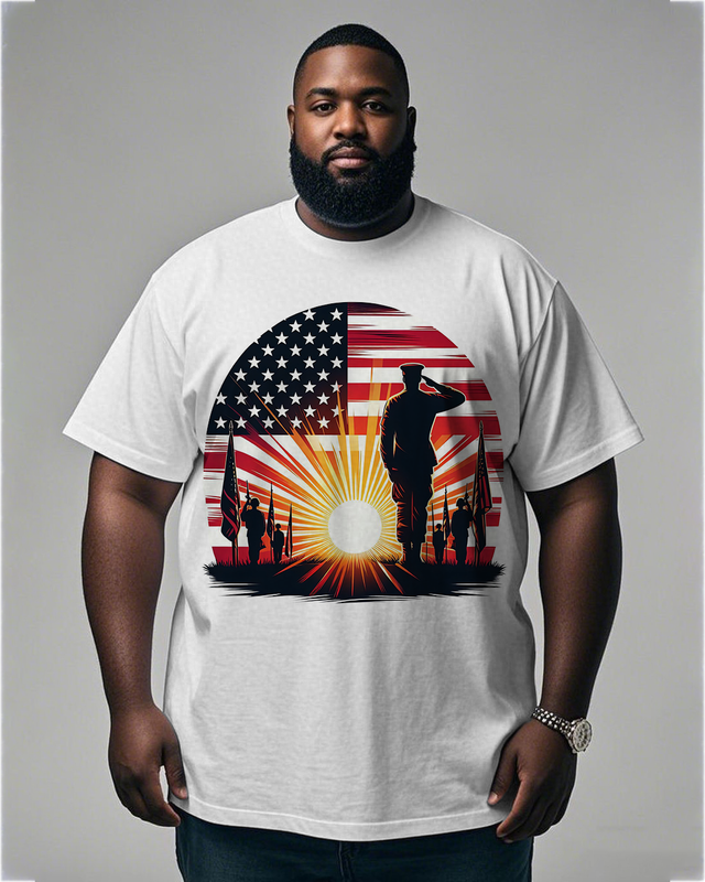 War - themed Silhouettes  Men's Plus Size Short Sleeve T-Shirt