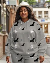 Women's Plus Size Halloween Graffiti Hoodie Set