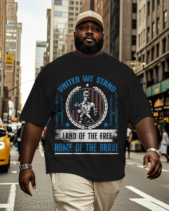 War - themed Silhouettes  Men's Plus Size Short Sleeve T-Shirt