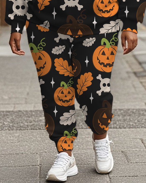 Women's Plus Size Halloween Graffiti Hoodie Set
