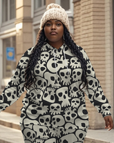 Women's Plus Size Halloween Graffiti Hoodie Set