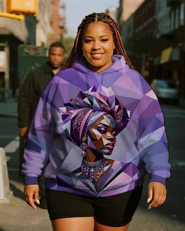 Women's Plus Size  Long Sleeve Hoodie