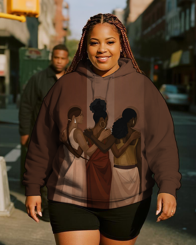 Women's Plus Size  Long Sleeve Hoodie