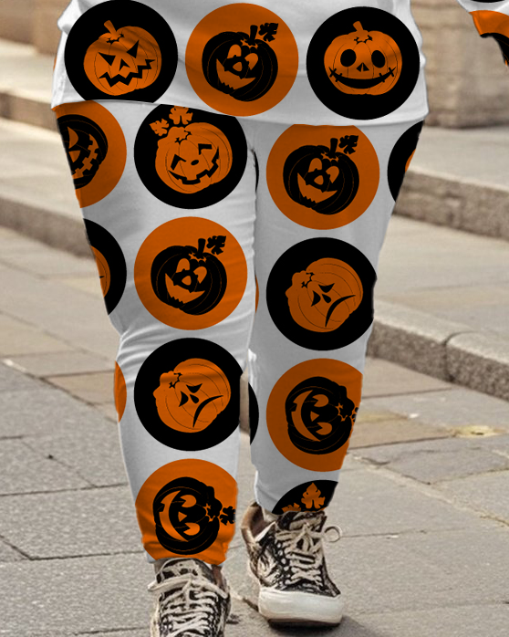 Women's Plus Size Halloween Graffiti Hoodie Set