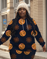 Women's Plus Size Halloween Graffiti Hoodie Set