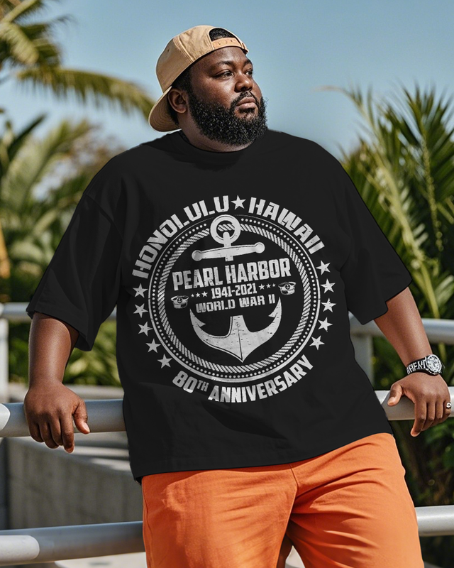 War - themed Silhouettes  Men's Plus Size Short Sleeve T-Shirt