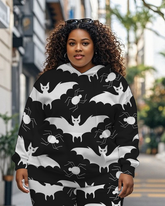 Women's Plus Size Halloween Graffiti Hoodie Set