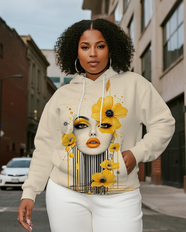 Women's Plus Size  Long Sleeve Hoodie