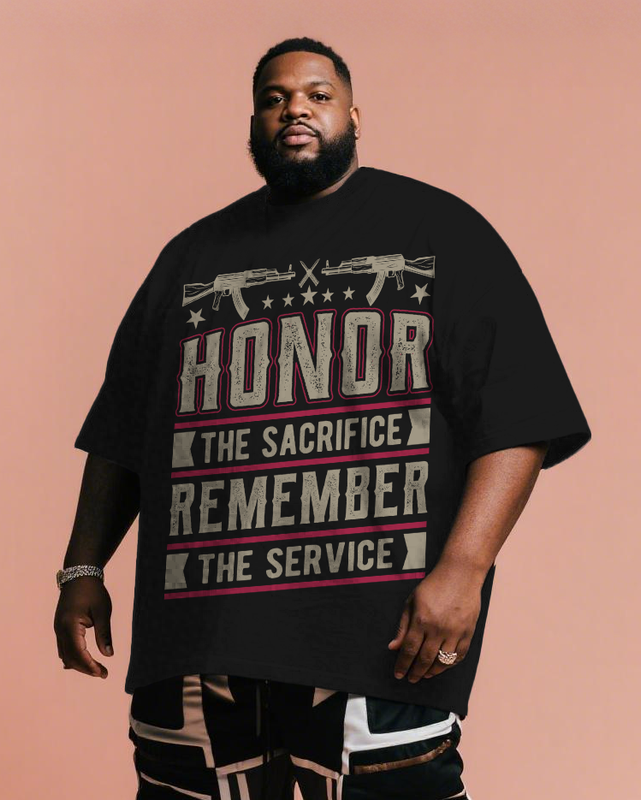 War - themed Silhouettes  Men's Plus Size Short Sleeve T-Shirt