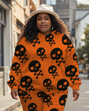 Women's Plus Size Halloween Graffiti Hoodie Set