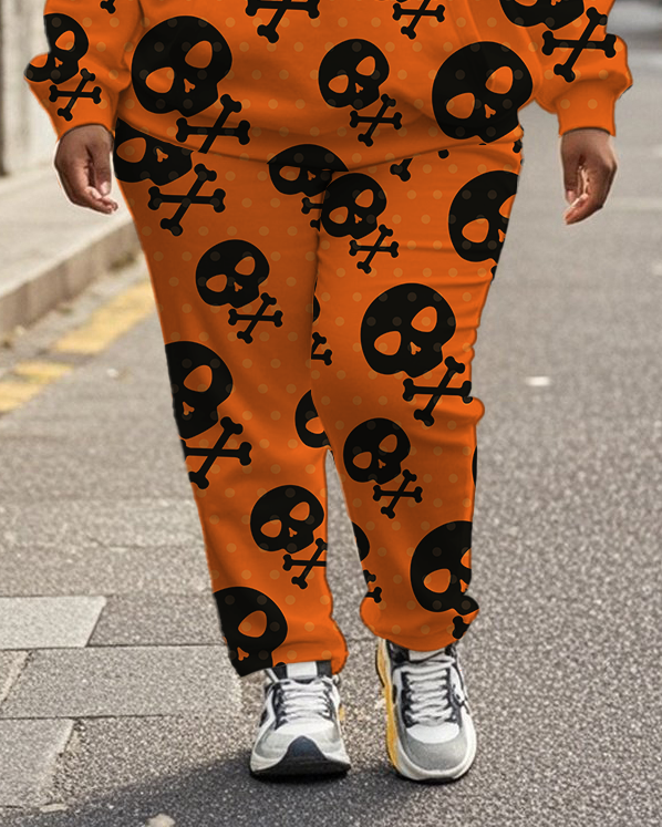 Women's Plus Size Halloween Graffiti Hoodie Set