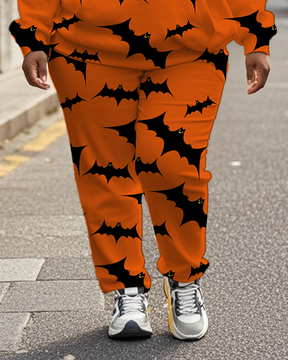 Women's Plus Size Halloween Graffiti Hoodie Set