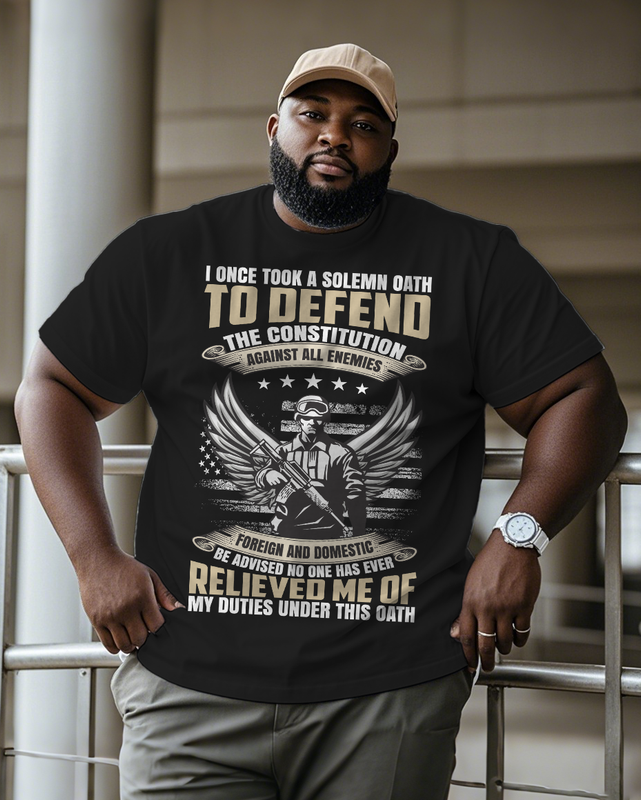 War - themed Silhouettes  Men's Plus Size Short Sleeve T-Shirt