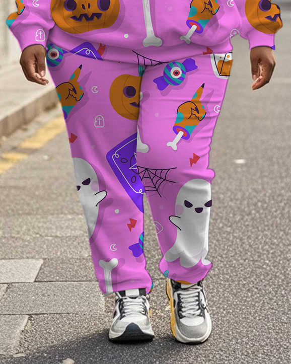 Women's Plus Size Halloween Graffiti Hoodie Set